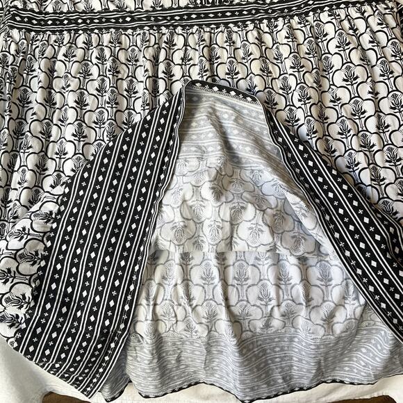 Ellos Women Midi Dress 1X (22/24) Black Floral A-Line 3/4 Sleeve V-neck Stretch - Picture 9 of 11